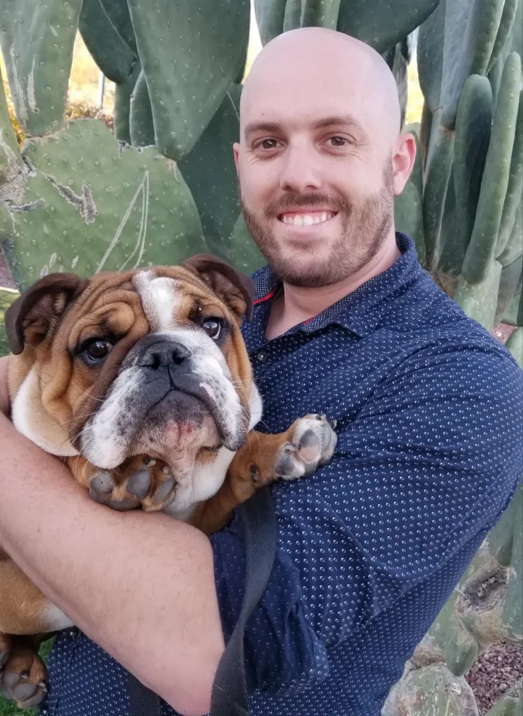 Owner of Barkology and his dog, Bubba!